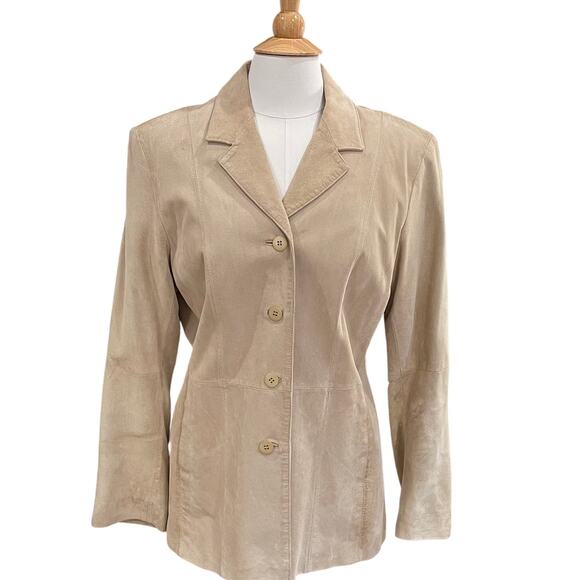 Vintage Liz Claiborne Beige/Tan Suede Blazer / Jacket, Pockets, Size XL - Picture 1 of 14